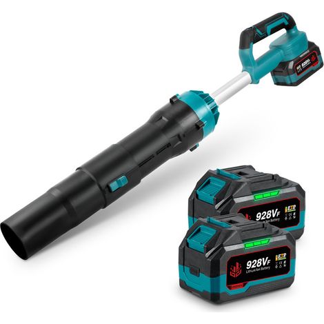 Soffiatore per foglie a batteria 180 m/s, 2000 W, 5 velocità regolabili, soffiatore per foglie a batteria per giardini, vialetti, terrazze, con 2 batterie e un caricabatterie