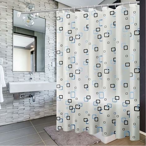 200x200cm Shower Curtain, Shower Curtain Liner with Hooks and Loops, Anti-Mildew, Anti-Bacterial, Waterproof and Washable, Suitable for Bathrooms. (1/5)