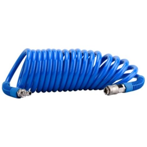 Tuyau d’air spiralé PU LACME bleu 8x12 mm 6 m avec raccords rapides ISO