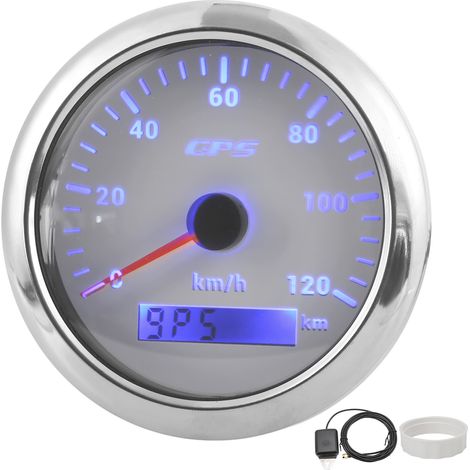 Compteur de vitesse GPS automatique marin, 85mm, 120 KM/H, odomètre avec rétro-éclairage 7 couleurs, pour voiture, bateau, camping-car, yacht, blanc (1/5)