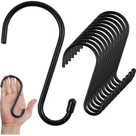 12 Stück S-Haken, 15 cm große Haken, PVC-imprägniertes Metall, S-Haken für Küchenspatel, Wäschesäcke, kleine Töpfe (1/5)