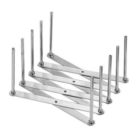 Porte-couvercles - Étagère de rangement - Porte-planches à découper - Porte-assiettes - Étagère de cuisine - Extensible - Étagère de rangement à quatre niveaux - Argenté - Acier inoxydable (1/5)