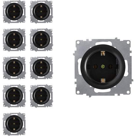 Prise de courant EU type Schuko avec bornes à vis – Lot de 10 – Sécurité anti-incendie – Matériaux ininflammables – Compatible plaques Florence et Garda – Warm-On (1/5)