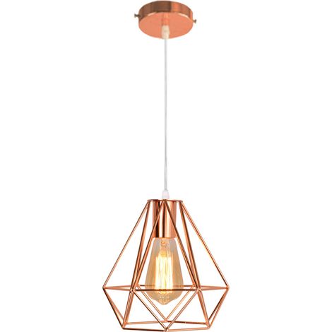 Pendant Lighting Fitting Vintage, Diamond Chanderlier, Rose Gold Metal Lampshade Hanging Ceiling Lamp for Kitchen Island Dining Room 1PCS (1/5)