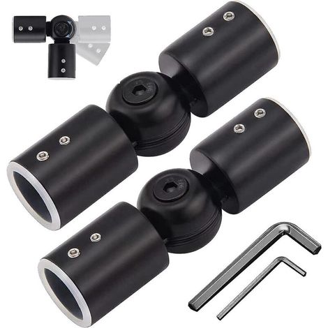 2 connecteurs d'angle pour tringles à rideaux, connecteurs d'angle réglables pour fenêtres en baie de 2,5 cm (1 pouce) (1/5)