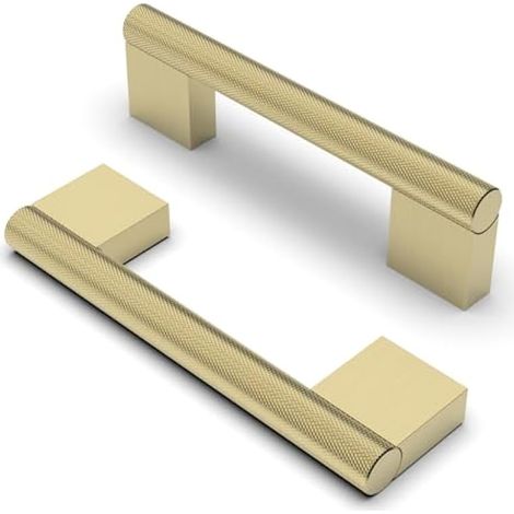 10 pièces Boutons d'armoire moletés Poignées Laiton brossé Espacement des Trous de 96 mm Poignées de Meubles Poignées de Placard Poignées de Cuisine Poignées de Tiroir de Meubles (1/4)