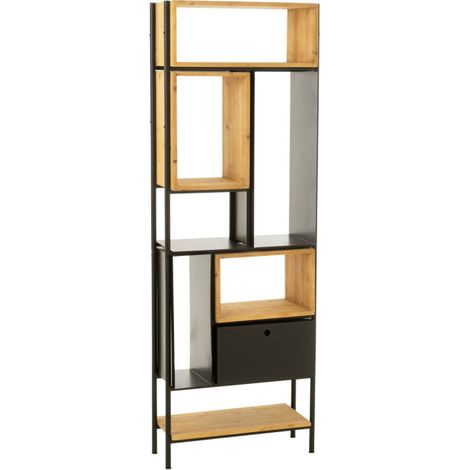 Étagère en Bois "Tina" 65cm Noir & Naturel (1/5)