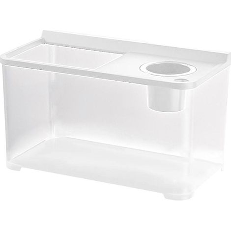 Petit aquarium pour poissons rouges, idéal pour la maison, le salon ou un bureau. Cage à poissons blanche. (1/5)