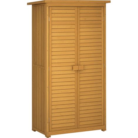 Gartenhaus aus Holz, Geräteschrank mit 3 Ablagen, wasserfestes Holz, 87 x 46 x 160 cm, braun