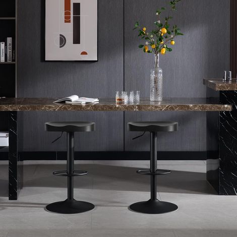 WOLTU 2x Taburetes Cocina sin Respaldo- Negro (1/5)