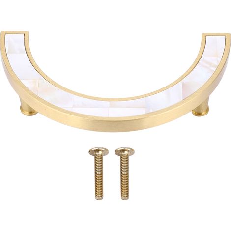 Tirage De Meuble - Tirage En Laiton Avec Coquillage Blanc - Pour Armoire Tiroir Placard - Lot De 2 (1/5)