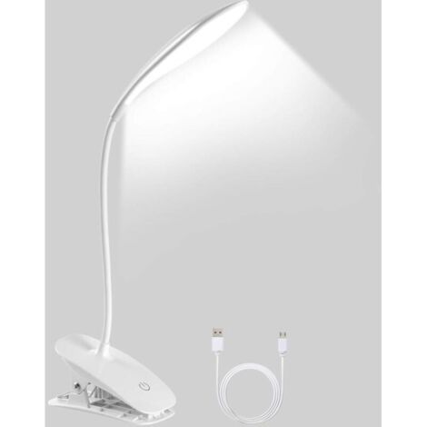 LED Klemmleuchte Schreibtischlampe USB wiederaufladbar 360° mit 3 Helligkeitsstufen zum Lesen