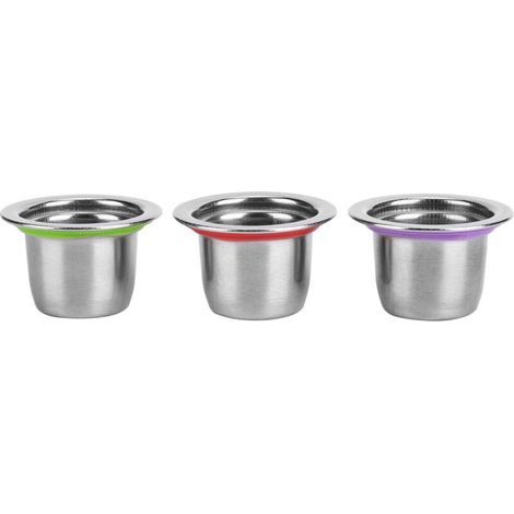 3-piece set Reusable coffee capsule pod with refillable stainless steel filter, 30x22x20mm, suitable for Nespresso machines (1/5)