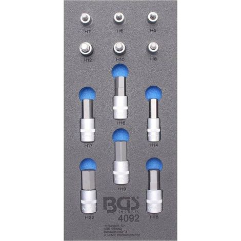 Insert de Servante d Atelier 1/3 - Jeu de 12 Douilles et Embouts Six Pans Intérieurs 12,5 mm (1/2) - Précision - D-Work