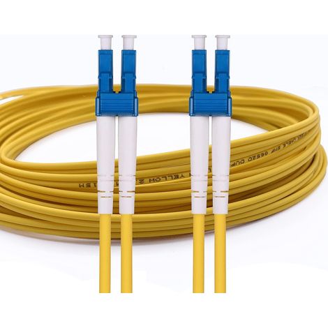 Elfcam® - Cable a Fibre Optique (Jarretiere Optique) LC/UPC a LC/UPC, OS2 Monomode Duplex 9/125um (20M) (1/5)