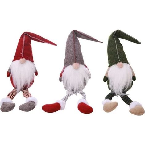 Décoration de Noël - GNOME - Lot de 3 - Rouge - Coton - Fait main (1/4)