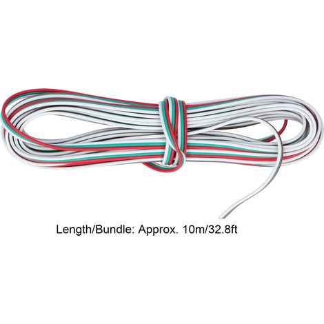 Cable D Extension 3 Broches - Cuivre Pur 22 AWG - Pour Bande Lumineuse LED RGB - 10 M - 3 Pièces (1/5)