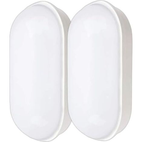 Plafonnier LED, 20 W, 2 200 lm, éclairage de cave, plafonnier ovale, applique murale étanche IP55, pour salle de bain, garage, couloir, atelier, jardin, balcon, blanc neutre, 2 pièces (1/5)