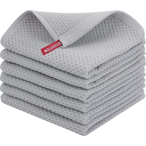 Confezione da 6 panni da cucina in cotone, morbidissimi, assorbenti e ad asciugatura rapida, 30 x 30 cm - grigio (1/5)
