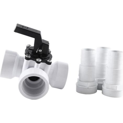 1 Vanne 3 voies,robuste plastique,raccord tuyaux 32/38 mm,pour pompe piscine chauffage solaire (1/4)