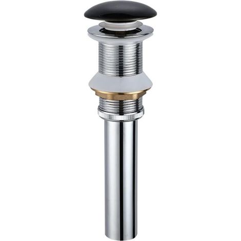 Bonde de salle de bain, bonde de salle de bain, bouchon de bonde de lavabo, couvercle en céramique, cuivre massif, bonde à ressort, bonde en céramique noire B (couleur : céramique noire
