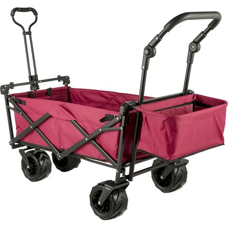 Mophorn Faltbarer Bollerwagen mit abnehmbarem Verdeck - faltbar, 600D Oxford Tuch, übergroße Räder, tragbar, verstellbare Griffe für Strand, Garten, Sport