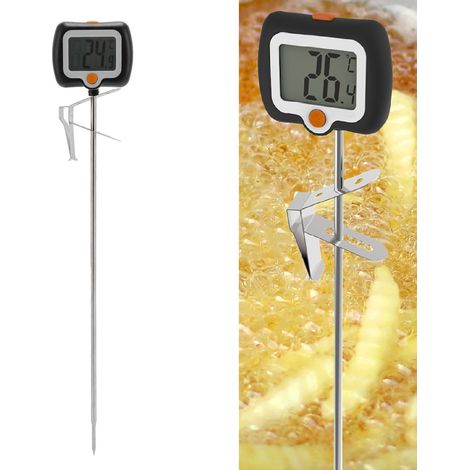 Thermomètre Cuisson Digital Candy avec Clip Pot Inox Long Probe Haute Précision Thermomètre Friture Pétrole Baking (1/5)
