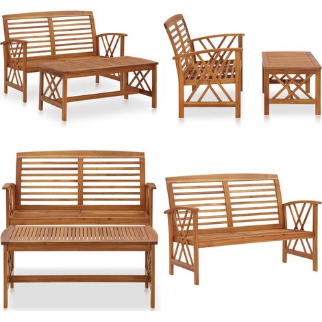 Juego de muebles de jardín 2 piezas madera maciza de acacia - Muebles de jardín - Banco de jardín