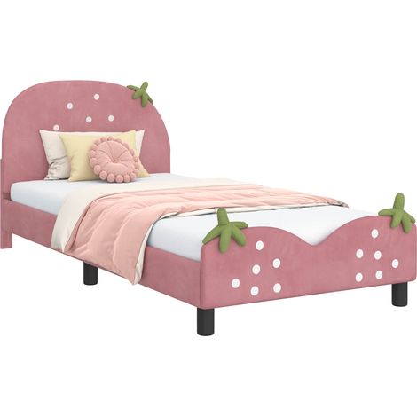 Children's Bed Frame with Headboard Pink 80 x 200 cm Velvet vidaXL