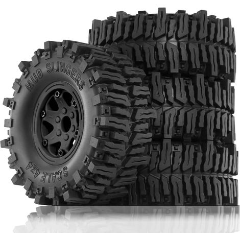 4 Pièces 130 mm 2,2 Pouces Beadlock Jante de Roue en Caoutchouc Ensemble de Pneus pour 1/10 RC Crawler Car Axial SCX10 Wraith RR10 Capra RBX10 TRX4, C (1/5)