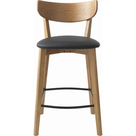 Lot de 2 chaises de bar en bois et simili H67cm - Bois clair - AUDE (1/5)