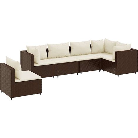 Maison Exclusive - Set Mobili da Giardino 6pz con Cuscini in Polyrattan Marrone