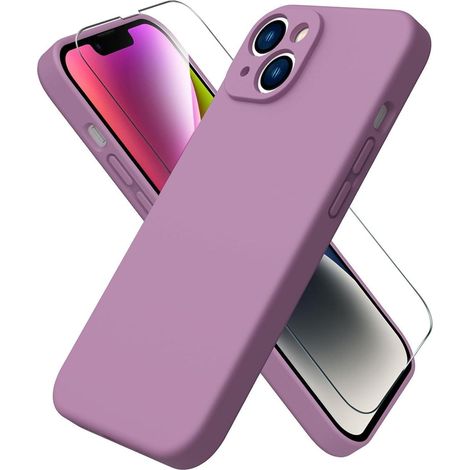 Coque en silicone liquide pour iPhone 14 (6.1") avec protection d'écran, protection intégrale 360° (1/5)