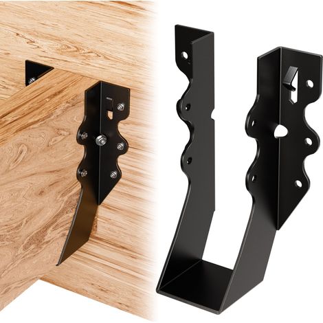 Lot de 25 cintres noirs de solive de 5,1 x 15,2 cm pour bois, supports de chevalet, supports de solive de montage frontal de 5,1 x 15,2 cm, supports d'attaches d'ouragan pour abri de jardin, grange (1/5)
