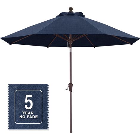 Parasol de terrasse en oléfine de 2,7 m - Ne se décolore pas - Bleu marine clair (1/5)