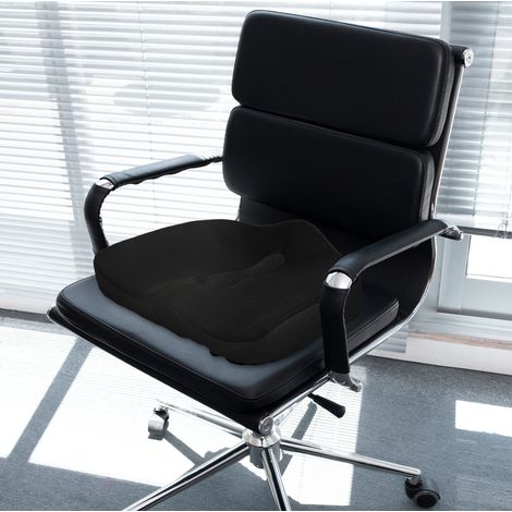 Cojín ortopédico de asiento ergonómico de espuma viscoelástica 44 x 39 x 13 cm negro OKWISH (1/5)