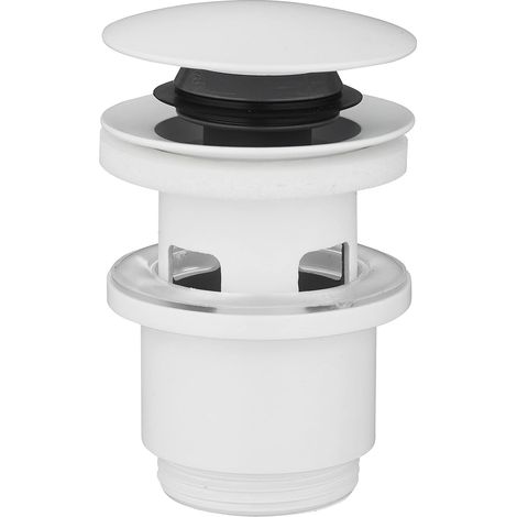 1 - Bonde De Lavabo - Système Clic-Clac - Avec Trop Plein - Certification NF Et Nettoyage Facile - Pour Salle De Bain - Blanc - 6,3x1,6cm (1/4)
