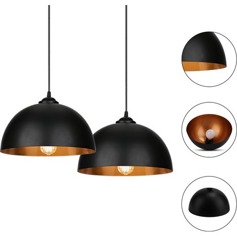 SWANEW 2 Lampade a sospensione industriali vintage Lampadario a LED E27 lampada a sospensione nera e oro (1/5)