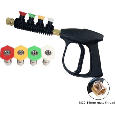 Pistolet de nettoyeur haute pression, pistolet électrique portatif avec buses 4 couleurs, raccord M22 14 mm (1/5)
