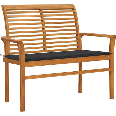 vidaXL Banco de jardín madera maciza teca con cojín antracita 112 cm (1/5)