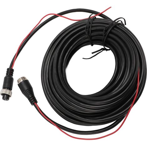 Câble d'extension 4 broches pour caméra de recul avec fil de déclenchement, compatible avec les caméras embarquées, camions, remorques et camping-cars (12 m / 39,4 pi). (1/5)