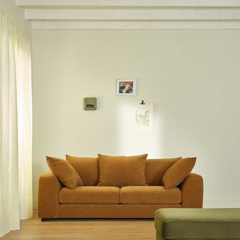 Canapé droit 3 places en tissu effet lin bronze (1/5)