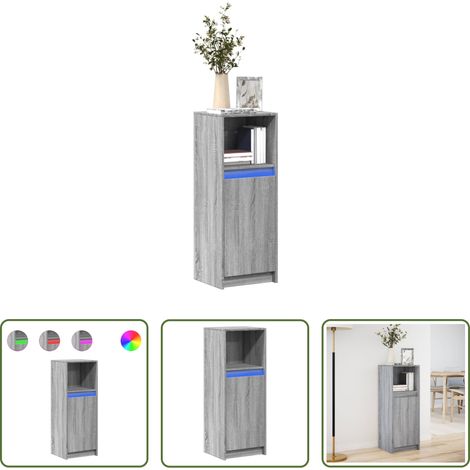 vidaXL Holzwerkstoff - LED-Sideboard Grau Sonoma 38x34x100 cm Holzwerkstoff (1/5)