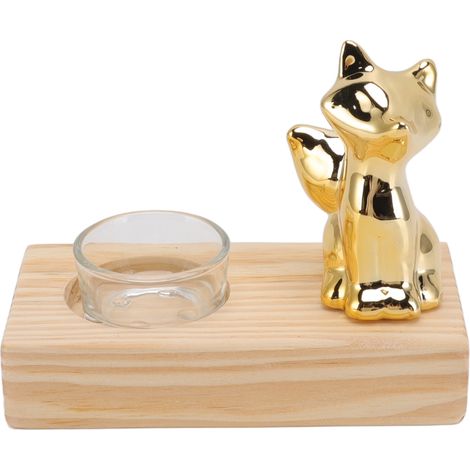 Porte-bougie chauffe-plat en noyer, verre, céramique, décoratif, doré, romantique, en bois, ornements (1/5)