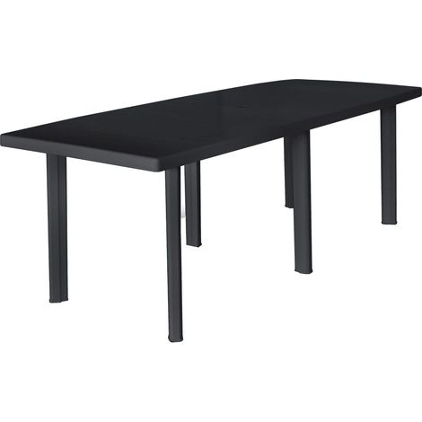 Vidaxl – Table de jardin anthracite 216x90x72 cm en plastique – Résistante aux intempéries – Trou pour parasol – Facile à déplacer (1/6)