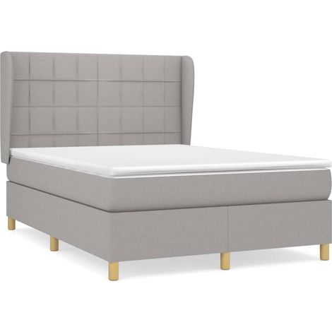 Maison Exclusive - Cama box spring con colchón tela gris claro 14