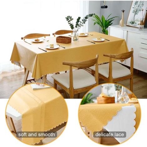 Nappe - linge de table à essuyer - protège le plateau - imperméable aux taches et à l'eau - 100x160 CM - jaune (1/5)