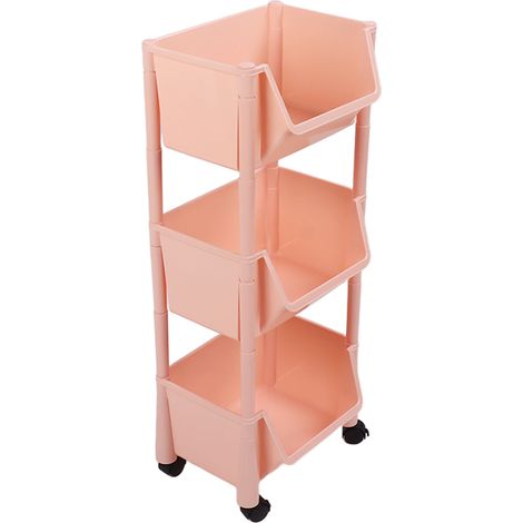 Organisateur de rangement roulant compact, grande capacité, chariot utilitaire mobile, étagère à livres avec roulettes verrouillables, 3 niveaux, sans couvercle (1/5)