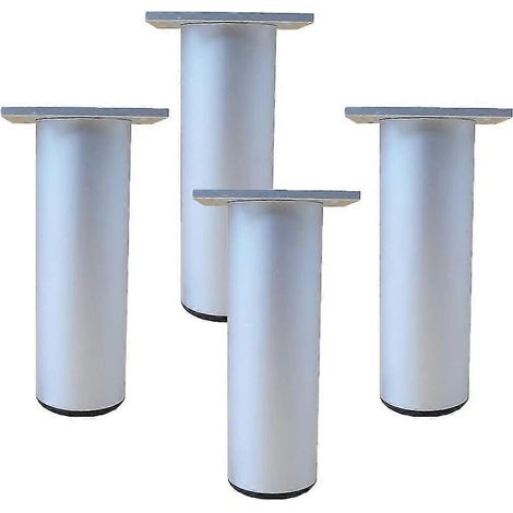 Pieds de meubles de cuisine en aluminium (lot de 4) - Réglables - Ronds - Pieds de support pour meubles/canapés - Charge maximale : 100 kg - 12 cm - Blanc (1/5)