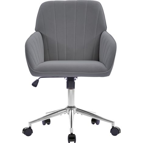 ELVMI Bürodrehstuhl Höhenverstellbar mit Ergonomischer Rückenlehne und 5 Rollen, aus Samt, Grau (1/5)